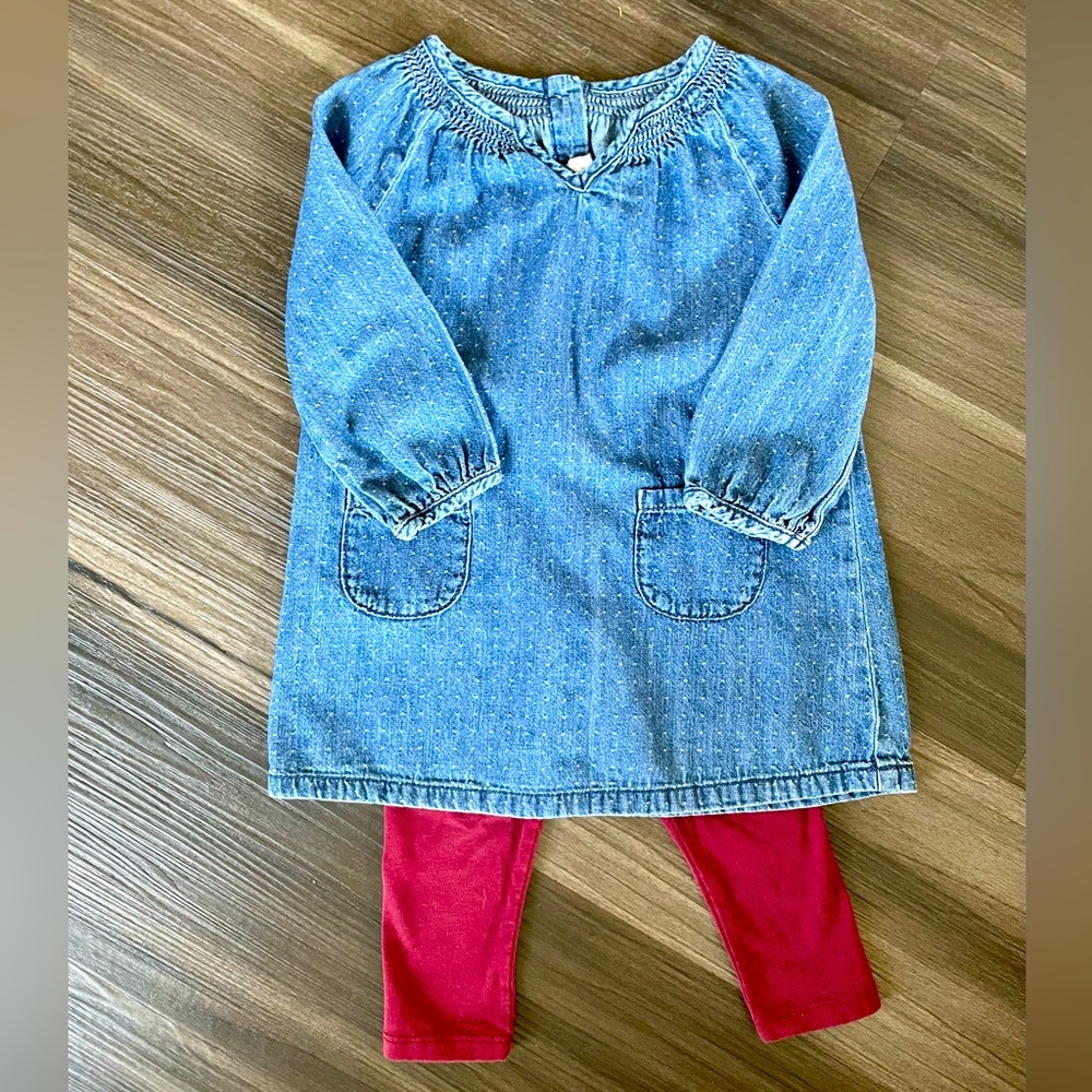 Easy 8 Jean dress with Cat & Jack leggings!